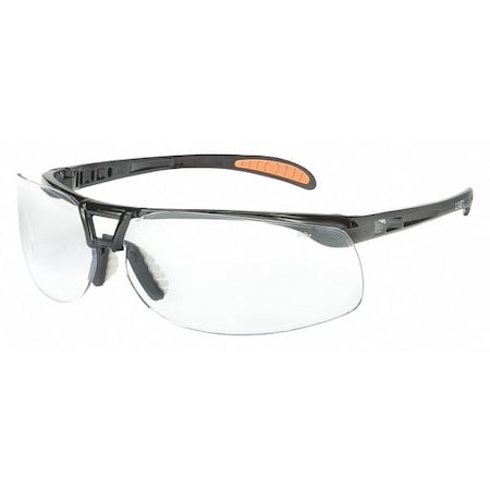 Uvex Protege Safety Glasses, HydroShield Anti-Fog, Anti-Scratch, Black Half-Frame, Clear Lens