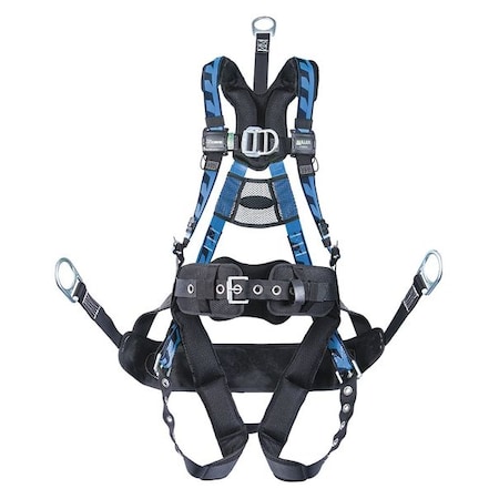 Full Body Harness, Vest Style, S/M, Polyester, Blue
