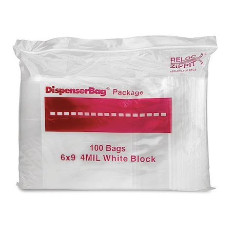 Reclosable Poly Bag 4-MIL, 6x 9, With White Block