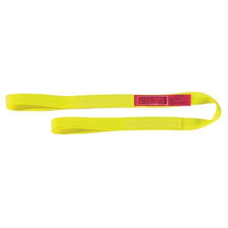 Web Sling, Flat Eye And Eye, 4 Ft L, 6 In W, Nylon, Yellow