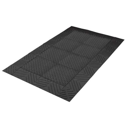 Antifatigue Mat, Black, 96 L X 3 Ft. W, PVC, Diamond Surface Pattern, 1 Thick
