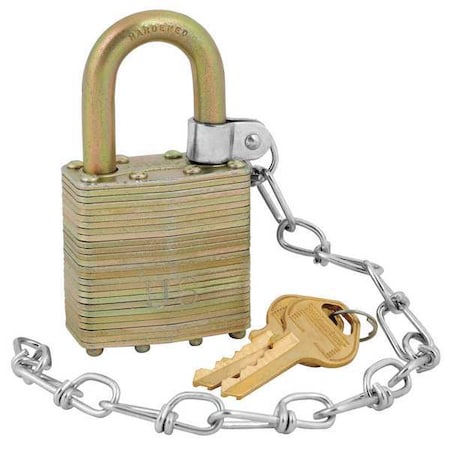 Padlock, Keyed Different, Standard Shackle, Rectangular Steel Body, Steel Shackle