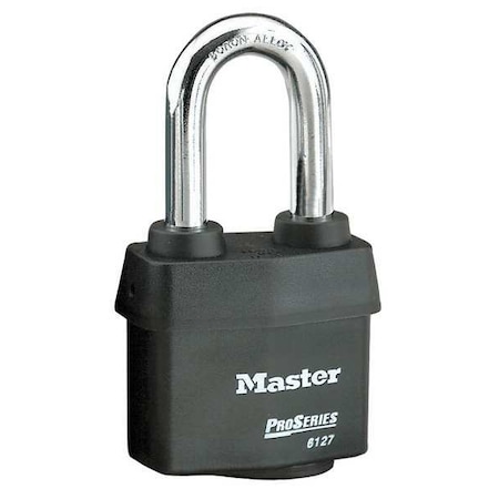 Padlock, Keyed Different, Long Shackle, Rectangular Steel Body, Boron Shackle, 7/8 In W