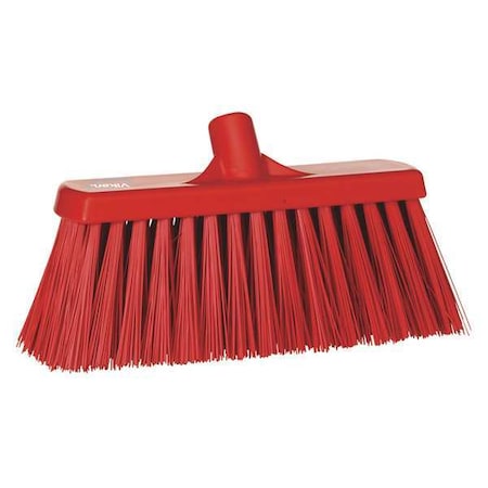12 In Sweep Face Broom Head, Stiff, Synthetic, Red