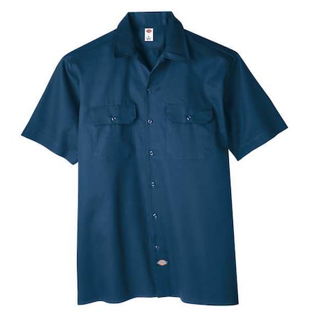 Short Sleeve Work Shirt,Twill,Navy,L