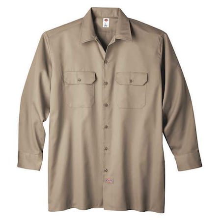 Long Sleeve Work Shirt,Twill,Khaki,S
