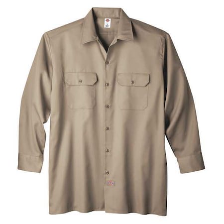 Long Sleeve Work Shirt,Twill,Khaki,3X