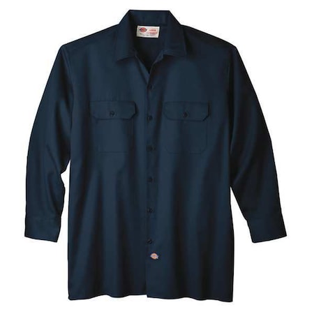 Long Sleeve Work Shirt,Twill,Navy,2X