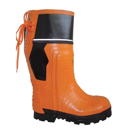 Size 8 Unisex Steel Rubber Boot, Orange/Black