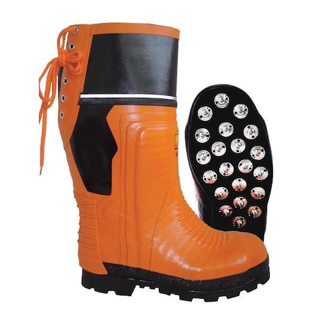 Size 13 Unisex Steel Boots, Orange/Black