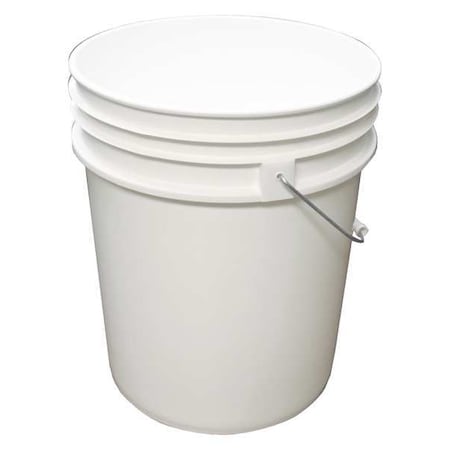 5 Gal Round Bucket, White, Plastic