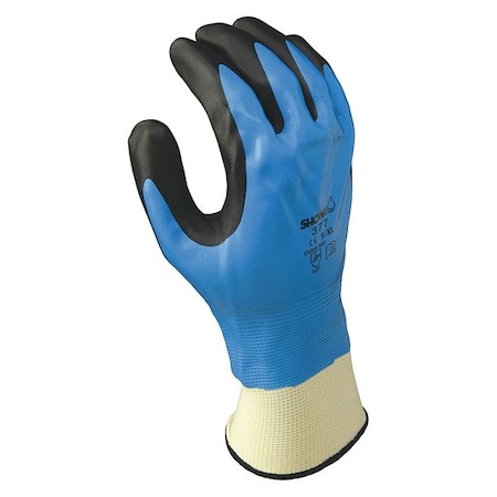 Nitrile Coated Gloves, Full Coverage, Blue, L, PR
