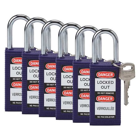 Lockout Padlock,KD,Purple,3H,PK6