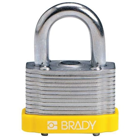 Keyed Padlock, Open, Rectangular Reinforced Steel Body, Hardened Steel Shackle, 23/32 In W