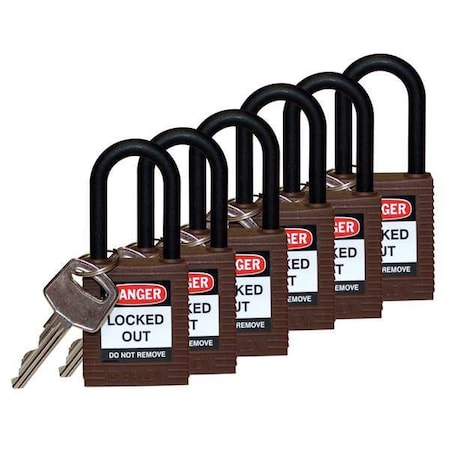 Lockout Padlock,KD,Brown,1-3/4H,PK6