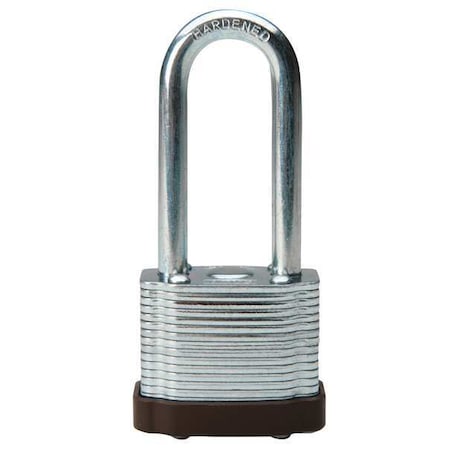 Keyed Padlock, Extended, Rectangular Reinforced Steel Body, Hardened Steel Shackle, 3/4 In W