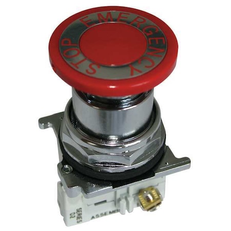 Cutler-Hammer Emergency Stop Push Button, Red, Contact Form: 1NO/1NC