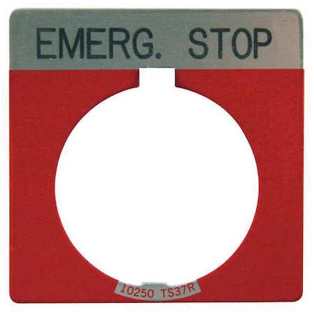 Cutler-Hammer Legend Plate,Square,Emergency Stop,Red