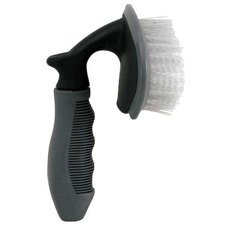 3 In W Tire Brush, 5 In L Handle, 5 1/4 In L Brush, Gray/White, Polypropylene, 6 3/4 In L Overall