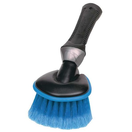 2 1/4 In W Car Wash Brush, 6 In L Handle, 5 In L Brush, Blue, Rubber, 11 In L Overall