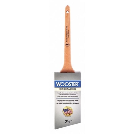 2-1/2 Thin Angle Sash Paint Brush, White China Bristle, Sealed Maple Wood Handle