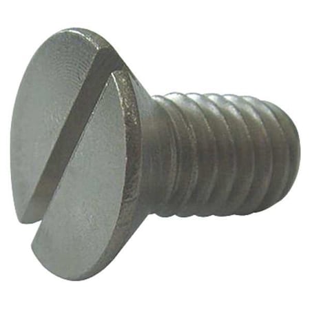 5/16-18 X 2 In Slotted Flat Machine Screw, Plain Stainless Steel, 25 PK