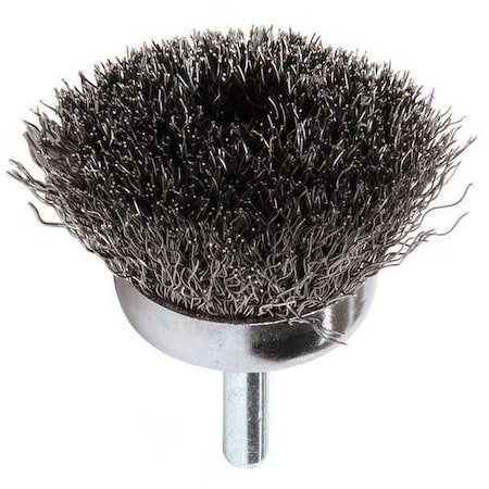 Crimped Wire Cup Wire Brush, Stem, 1-3/4