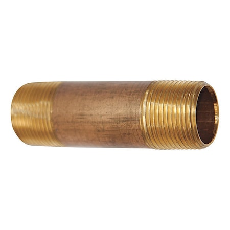 1 MNPT X 2-1/2 TBE Red Brass Pipe Nipple Sch 80