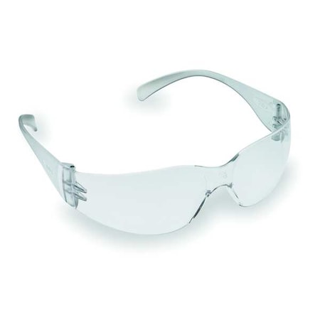 Virtua Safety Glasses, Scratch-Resistant, Wraparound, Frameless, Clear Arm, Clear Lens