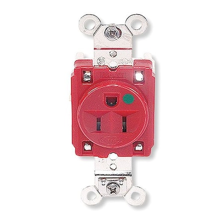 Receptacle, 15 A Amps, 125V AC, Flush Mount, Single Outlet, 5-15R, Red