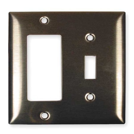 Toggle Switch/Rocker Wall Plates And Box Cover, Number Of Gangs: 2 Stainless Steel, Brushed Finish
