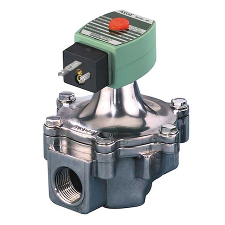 120V AC Aluminum Air And Fuel Gas Solenoid Valve, Normally Closed, 1 1/2 In Pipe Size