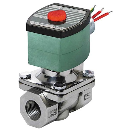 24V DC Stainless Steel Solenoid Valve, Normally Closed, 1/2 In Pipe Size