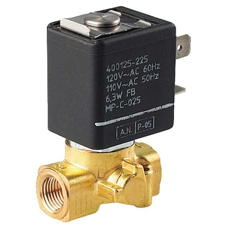 24V DC Brass Solenoid Valve, Normally Closed, 1/8 In Pipe Size