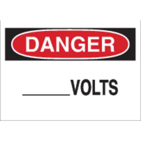 Danger Sign, 7X10, R And BK/WHT, Volts, Height: 7