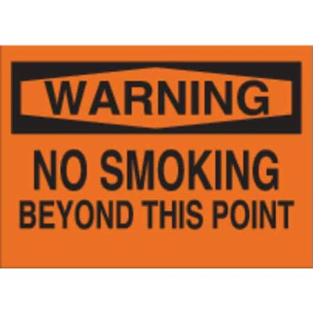 Warning No Smoking Sign, 10 H, 14 In W, Fiberglass, Rectangle, English, 69601