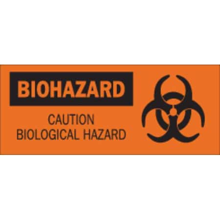 Caution Biohazard Sign, 7 In Height, 17 In Width, Fiberglass, Rectangle, English