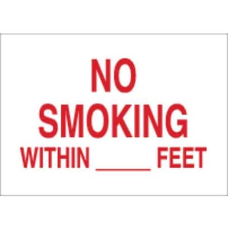 No Smoking Sign, 7 H, 10 W, Plastic, Rectangle, English, 25136