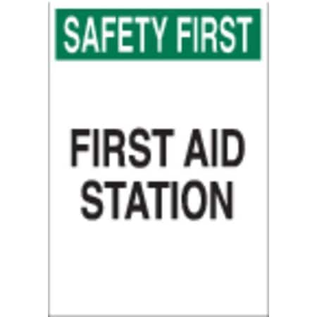 First Aid Sign,10 X 7In,GRN And BK/WHT, 85325