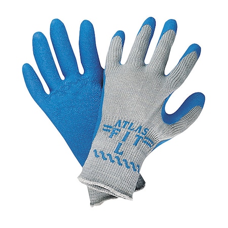 Natural Rubber Latex Coated Gloves, Palm Coverage, Blue/Gray, 2XL, PR