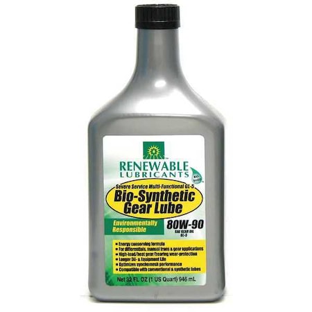 1 Qt Bio-SynXtra GL-5 Gear Oil Bottle Yellow