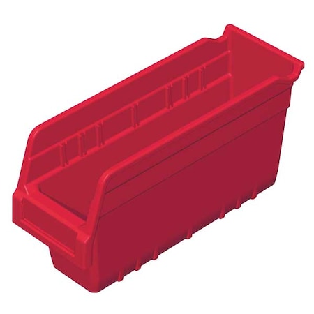 Shelf Storage Bin, Red, Plastic, 11 5/8 In L X 4 1/8 In W X 6 In H, 20 Lb Load Capacity