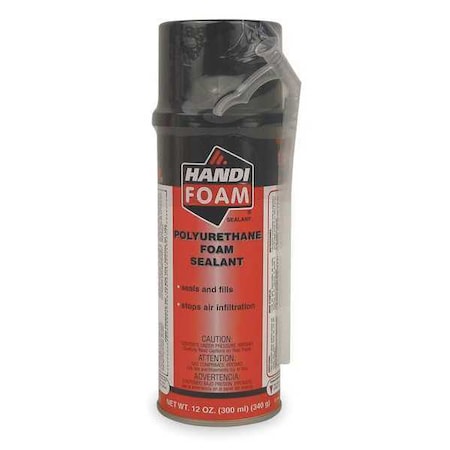 Multipurpose/Construction Spray Foam Sealant, 12 Oz, Aerosol Can, Black, 1 Component