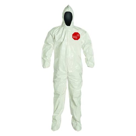 Hooded Chemical Resistant Coveralls, 12 PK, White, Zipper