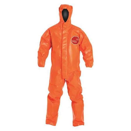 Hooded Chemical Resistant Coveralls, Orange, Zipper