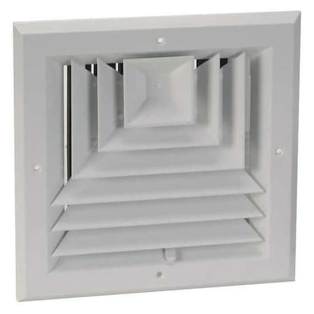 8 In Square 3-Way Multilouver Ceiling Diffuser, White