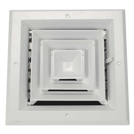 10 In Square 4-Way Multilouver Ceiling Diffuser, White
