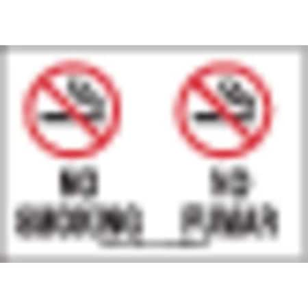 No Smoking Sign, 14 In Height, 20 In Width, Fiberglass, Rectangle, English, Spanish