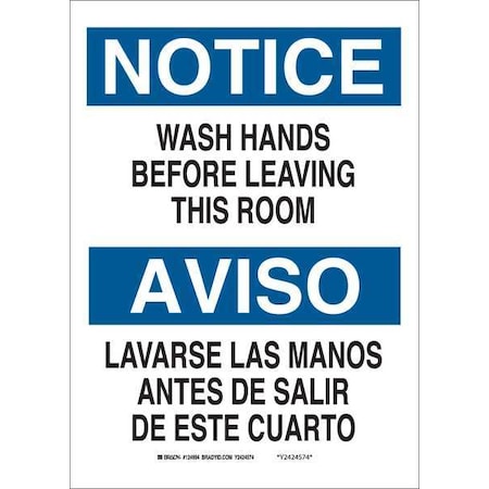 Notice Sign, 7 Height, 10 Width, Fiberglass, Rectangle, English, Spanish