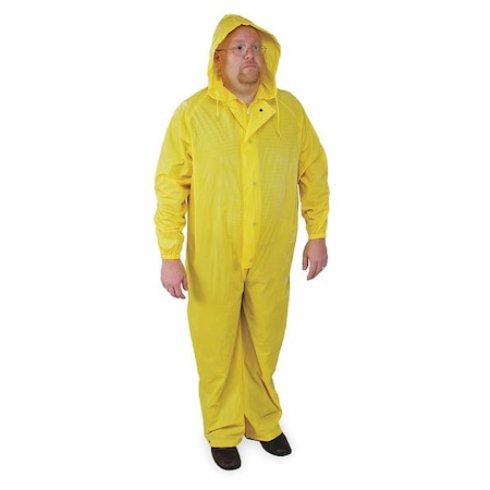 Coverall Rainsuit W/Hood,Yellow,4XL